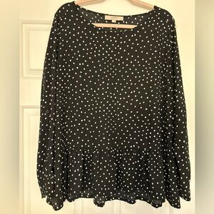 LOFT Black and White Polka Dot Blouse